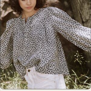 THE GREAT. The Duet Top. Black Mulberry Print. Size 0. 🖤
